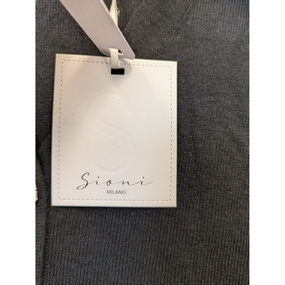 NEW Sioni Cardigan Sweater Women's L Black White Rhinestone - Picture 7 of 13